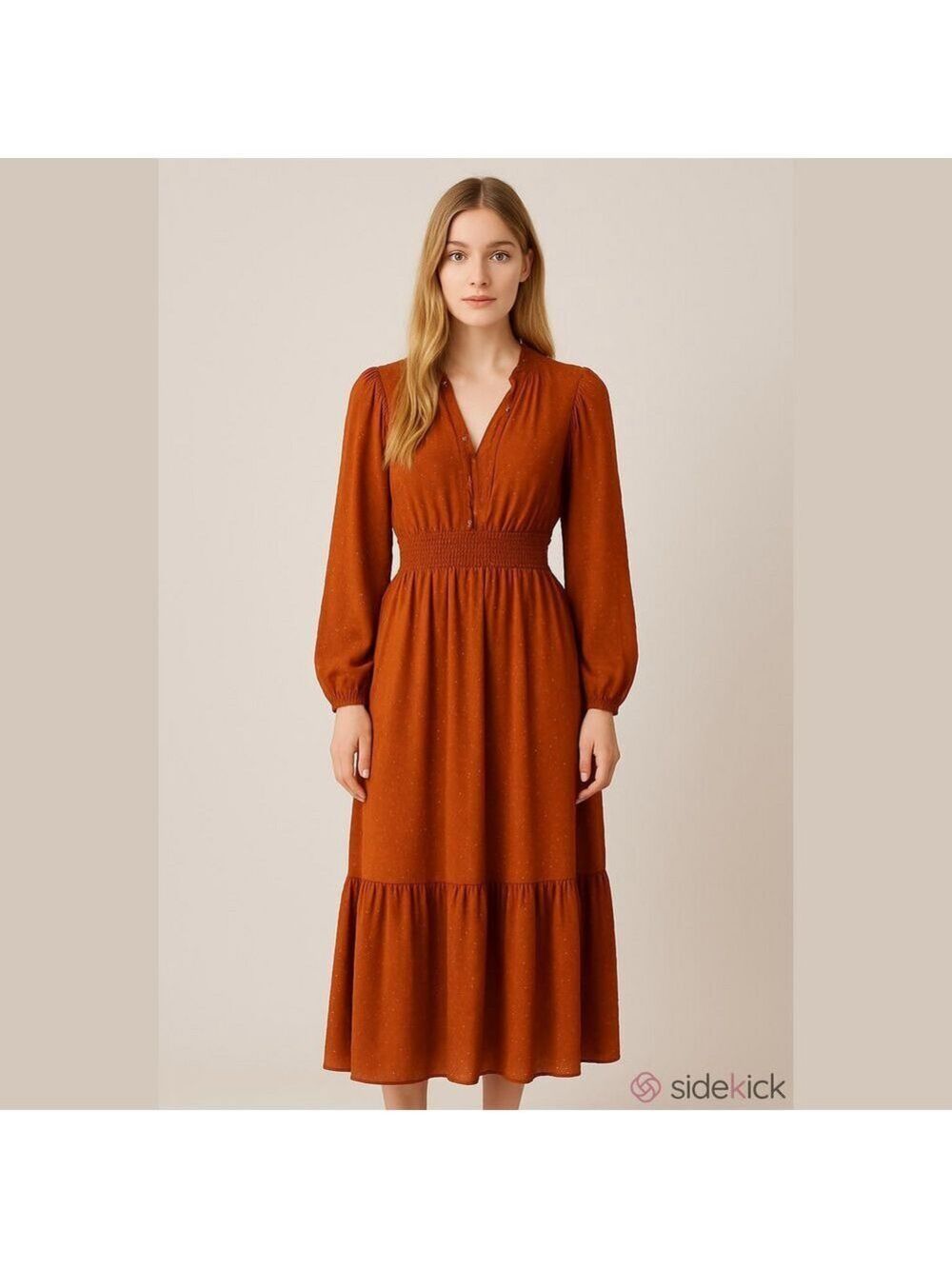 By The River Country Dress, SZ M, Waist 18”, Length 45” Approximately, Rust